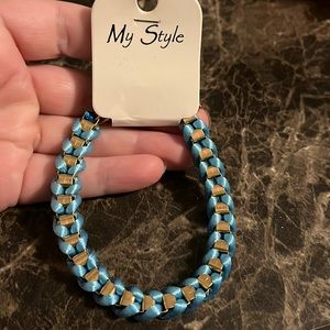 NIB light blue rope woven chain bracelet